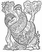 Sloths Zentangle Coloring4free Unsmushed Coloringbay Otter Colouring sketch template