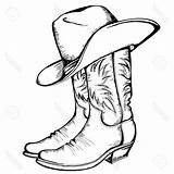 Cowboy Silhouette Boot Vector Boots Hat Illustration Getdrawings sketch template