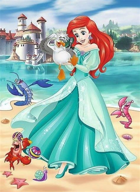 Ariel Scuttle Sebastian On The Beach Princesa Ariel Disney