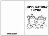 Birthday Printable Template Cards Card Folding Kids Coloring Foldable Templates Crafts Happy Print Wonderland Fold Minion Color Pages Funny Half sketch template
