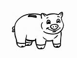 Bank Piggy Coloring Smiling Pages Template Color Cute Money sketch template