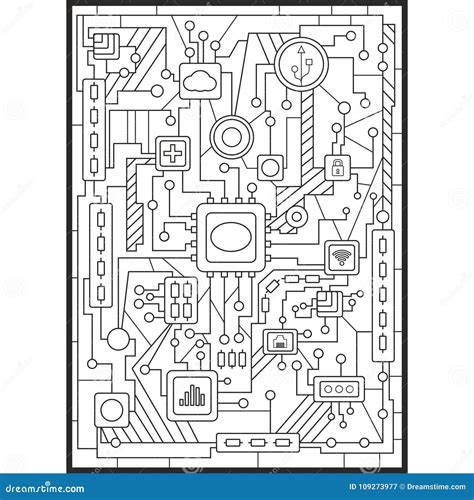 coloring  adults modern technology woven   computer board