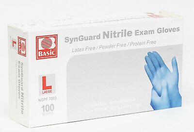 box   basic synguard nitrile exam gloves large blue latex