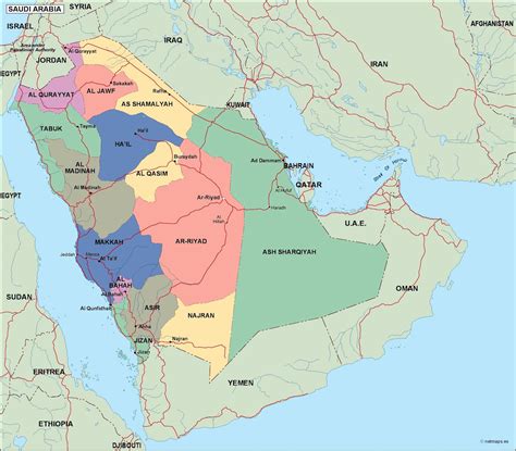 Saudi Arabia Political Map Eps Illustrator Map Vector