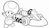Mario Kart Coloring Pages Wii Super Toad Smart Cart Drawing Printable Bros Boys Colouring Luigi Party Birthday Color Racing Characters sketch template