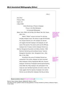 annotated bibliography mla template google search college