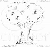 Tree Cherry Coloring Outline Clipart Royalty Illustration Toon Hit Rf 2021 sketch template