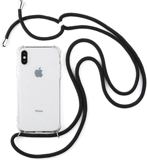 apple iphone xs max hoesje hybride  cover met koord zwart bolcom