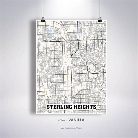 sterling heights map print sterling heights city map etsy