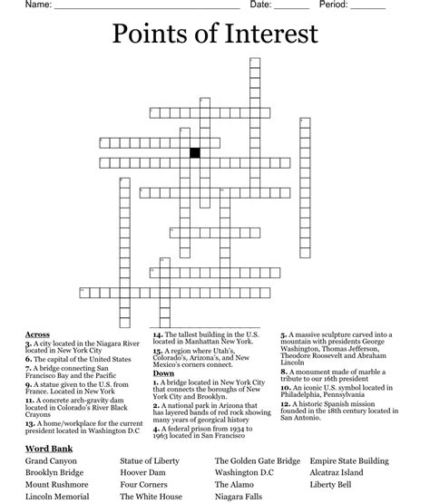 points  interest crossword wordmint