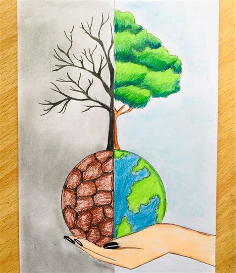 draw world environment day poster save nature drawing easy