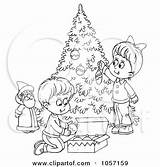 Christmas Tree Outline Coloring Children Trimming Clipart Clip Illustration Royalty Bannykh Alex Kids Decorating Rf Illustrations 2021 Clipartof sketch template