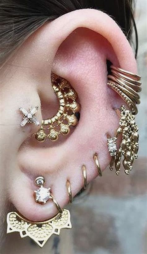 unique multiple ear piercing ideas cartilage ring hoop daith jewelry