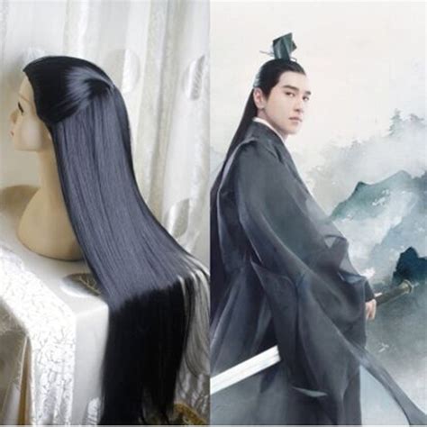 80cm ancient chinese style hair ancient chinese men long black warrior