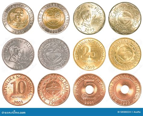 philippines peso coins collection set stock photo image  finance financial