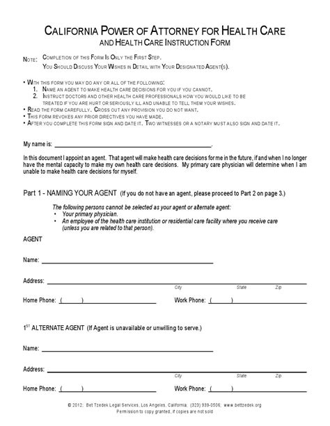 california durable power  attorney fillable form printable forms