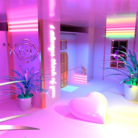 pin  fuktoy  neon interior aesthetic neon room pink aesthetic