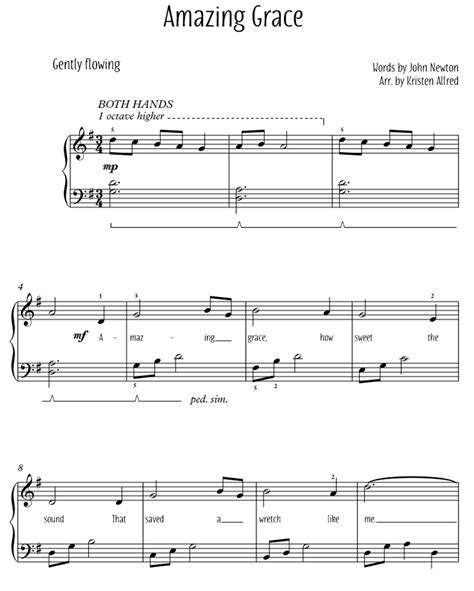 amazing grace  easy piano sheet