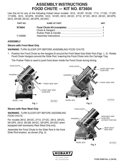 hobart  assembly instructions   manualslib