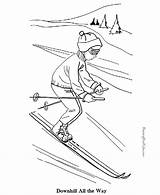 Coloring Ski Pages Snow Color Sports Printable Skiing Kids Sheets Winter Print Drawing Lift Sport Skier Vintage Fun Popular Baseball sketch template