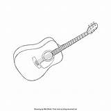 Guitar Coloring Acoustic Printable Colouring sketch template