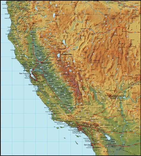 map  california   surrounding region