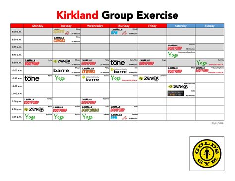 golds gym kirkland january schedule kirkland