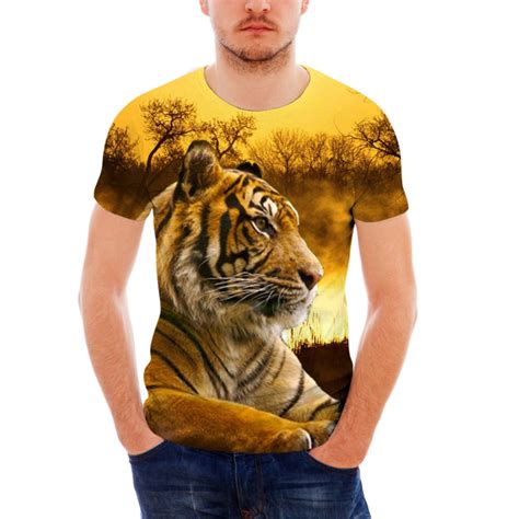 forudesigns cool tiger head t shirt summer short sleeve for men casual