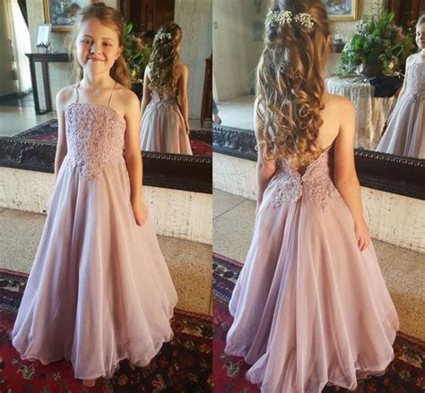 Dusty Pink Lace Flower Girl Dresses For Wedding 2016