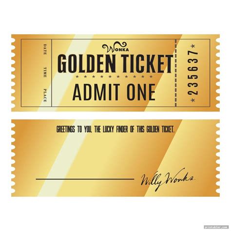 retro editable printable wonka golden ticket   golden ticket