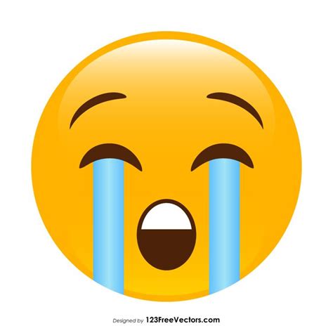 Loudly Crying Face Emoji Vector Free Vector Free Emoji