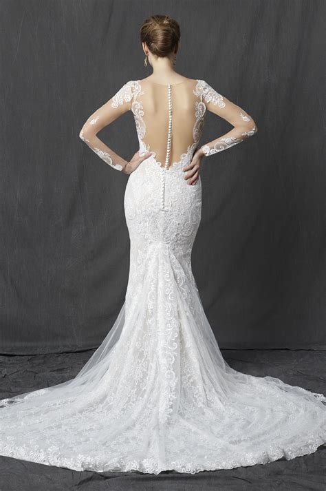 Long Sleeve Sweetheart Full Lace Sheath Wedding Dress Kleinfeld Bridal