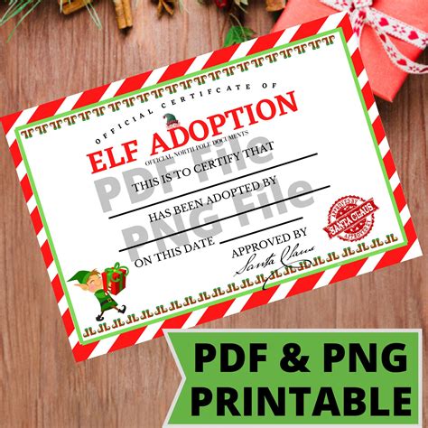 elf adoption certificate elf printable adoption certificate instant