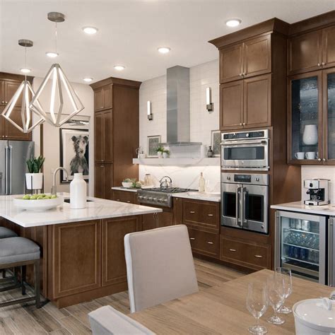 american woodmark custom kitchen cabinets shown  transitional style