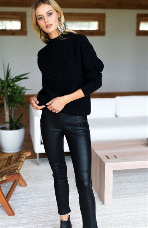elegant leather pants outfit ideas