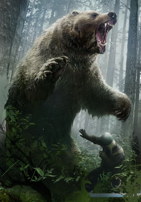angry grizzly bear art