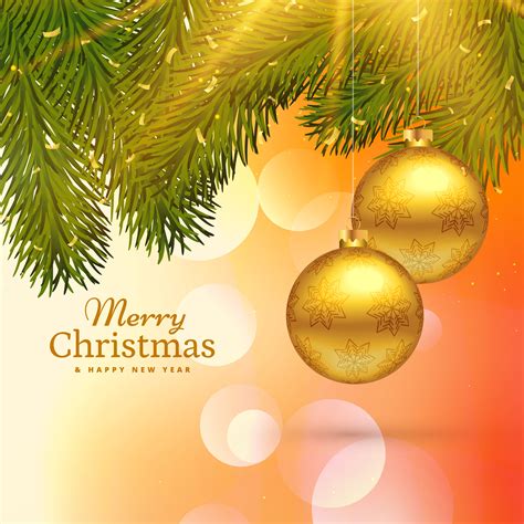 beautiful merry christmas greeting card design  hanging gold   vector art