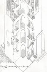 Giralda Fortissima Perspectiva Antiguas Postales Plano Arquitecto Tecnico Patrimonio Axonométrica sketch template