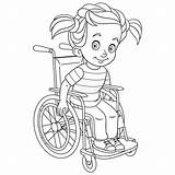 Colorazione Rotelle Sedia Disabile Ragazza Infantile Carina sketch template