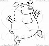 Chubby Jumping Smiling Dog Clipart Cartoon Thoman Cory Outlined Coloring Vector 2021 sketch template
