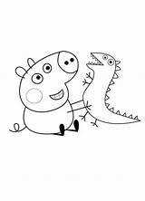 Peppa Pig George Coloring Brother His Toy Dinosaurus Pages Coloringsky Colouring Dinosaur Cartoon Fun sketch template