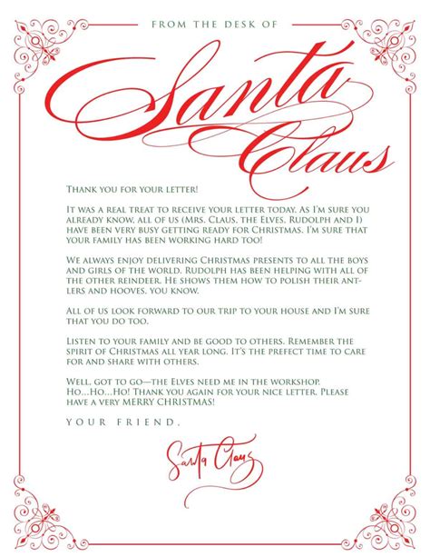 letter  santa  kids  printable santa letter template
