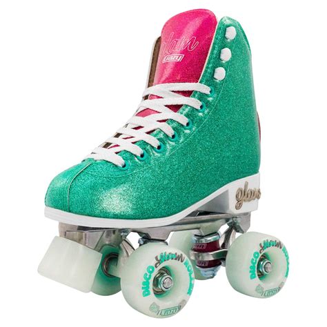 disco glam roller skates glamorous glitter quad skates color teal