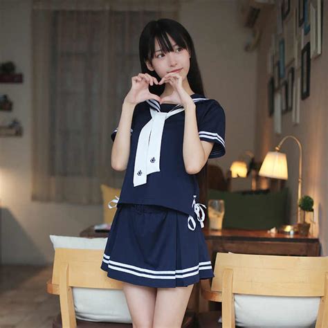 2018 New Set Japanese School Sailor Uniform Fashion School Class Navy