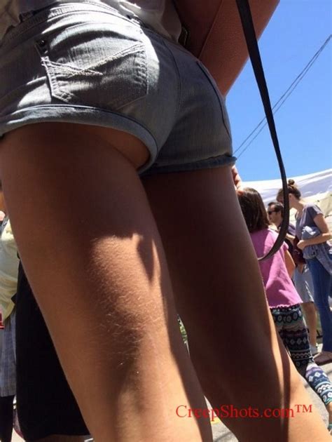 jean shorts creepshots ass cheeks