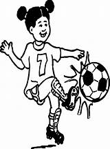 Soccer Coloring Girl Playing Football Pages Wecoloringpage Getcolorings Printable Color Getdrawings sketch template