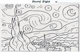 Starry Impressionist Gogh sketch template