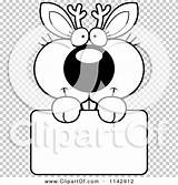 Jackalope Holding Sign Cute Outlined Coloring Clipart Vector Cartoon Thoman Cory sketch template
