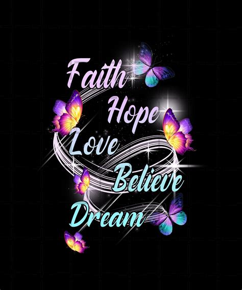 faith hope love  dream colorful butterfly png digital etsy