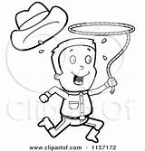 Running Cowboy Swinging Lasso Happy Clipart Cartoon Thoman Cory Outlined Coloring Vector sketch template